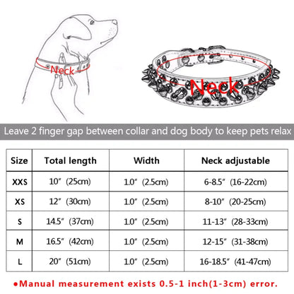 Jack & Susy™ Spiked Studded Leather Dog Collar – Adjustable PU Collar with Rivets for Small to Large Dogs