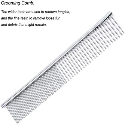 Premium Pet Grooming Scissors Kit – 7” Stainless Steel Straight, Curved & Thinning Shears with Comb & Case