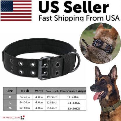 Jack & Susy™ Tactical Heavy-Duty Dog Collar – 2" Wide Military-Grade Nylon with Metal Buckle (K9 Training Collar)