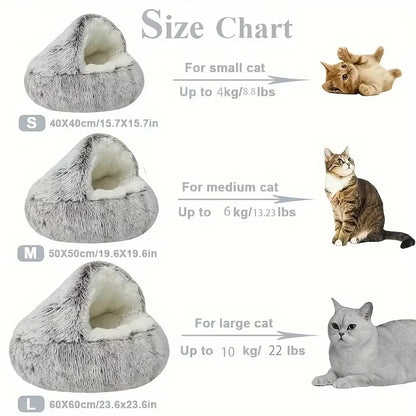 2-in-1 Plush Pet Bed – Warm Winter Cushion & Sleep Bag for Cats & Small Dogs