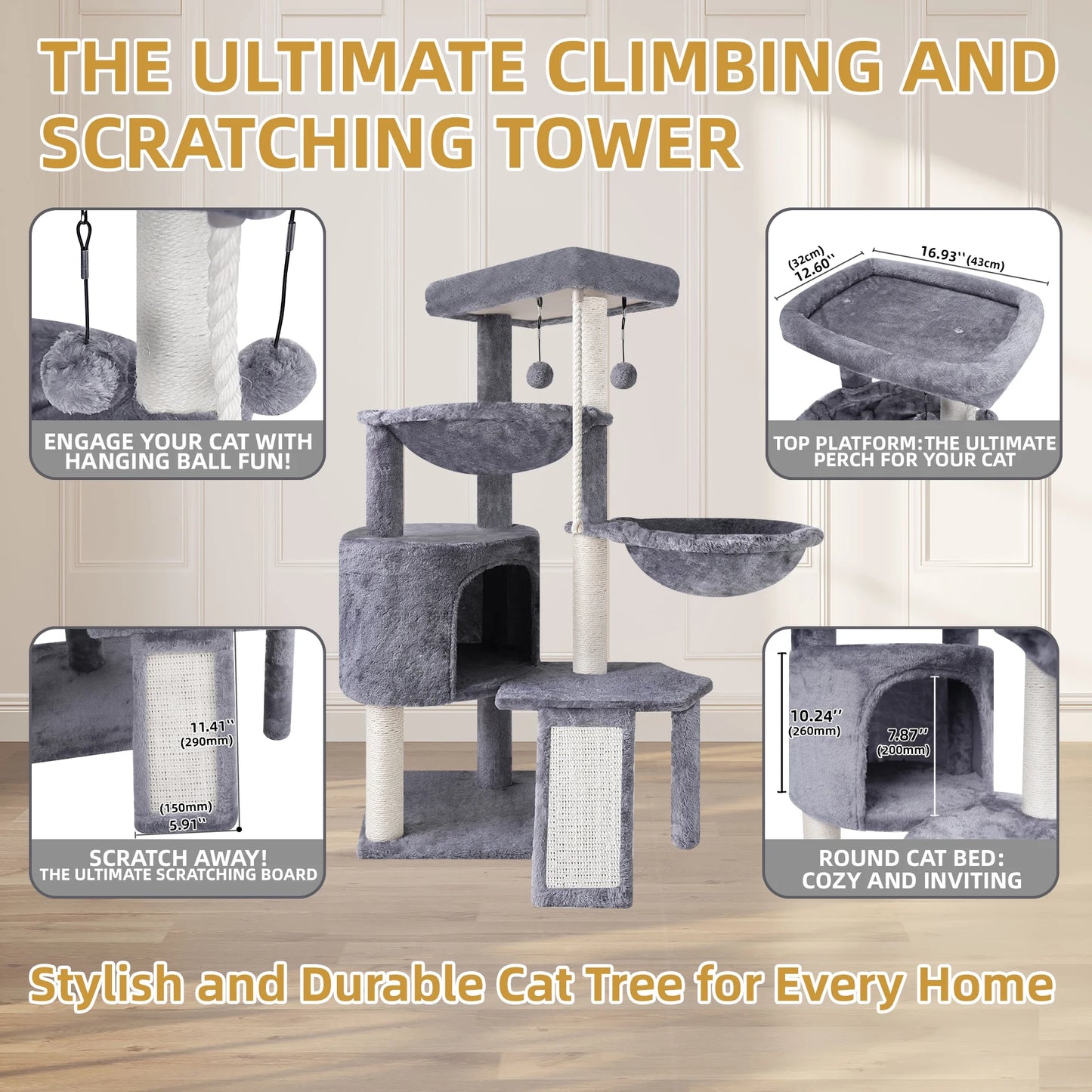 Cat Tree Tower – Condo & Hammocks