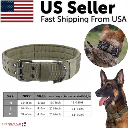 Jack & Susy™ Tactical Heavy-Duty Dog Collar – 2" Wide Military-Grade Nylon with Metal Buckle (K9 Training Collar)