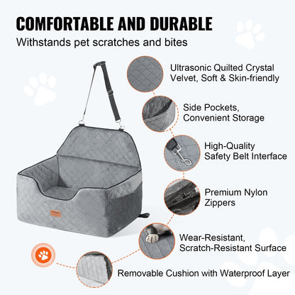 Jack & Susy™ Luxury Dog Booster Car Seat – Secure, Comfortable & Stylish Travel Seat for Medium and Large Dogs (Up to 55 lbs)