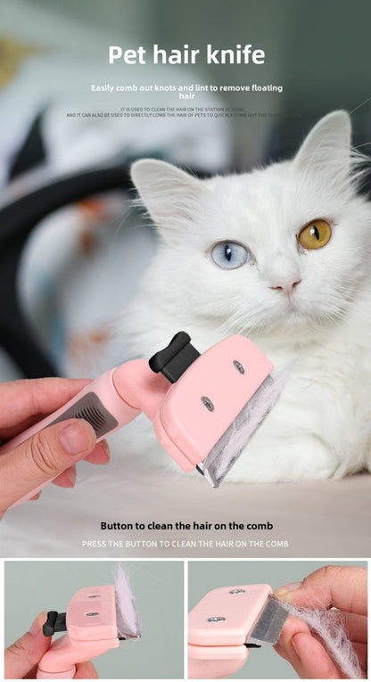 Cat Hair Trimmer – Pet Grooming Comb & Shaving Razor for Easy Detangling