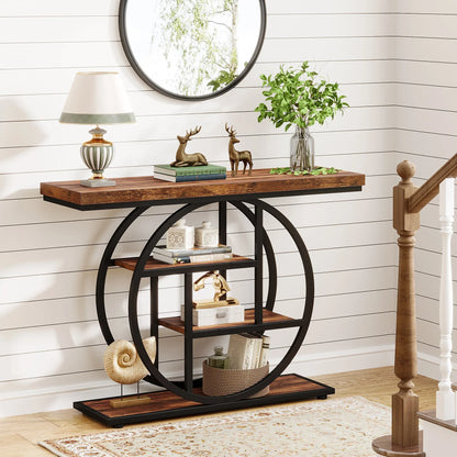 Industrial Console Table – 4-Tier Entryway Design