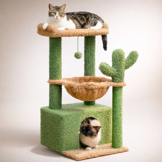 Cactus Cat Tree – Scratching Tower with Hammock