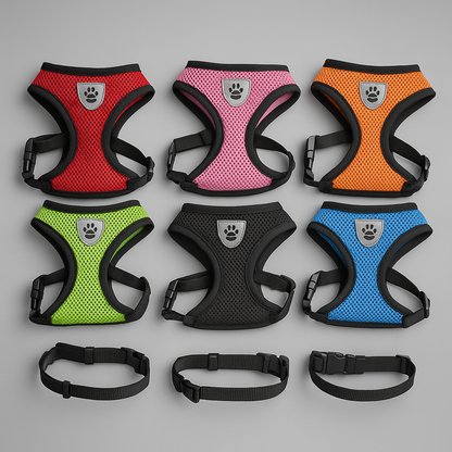 Escape-Proof Pet Harness Set – Reflective Vest with Leash for Cats & Small Dogs