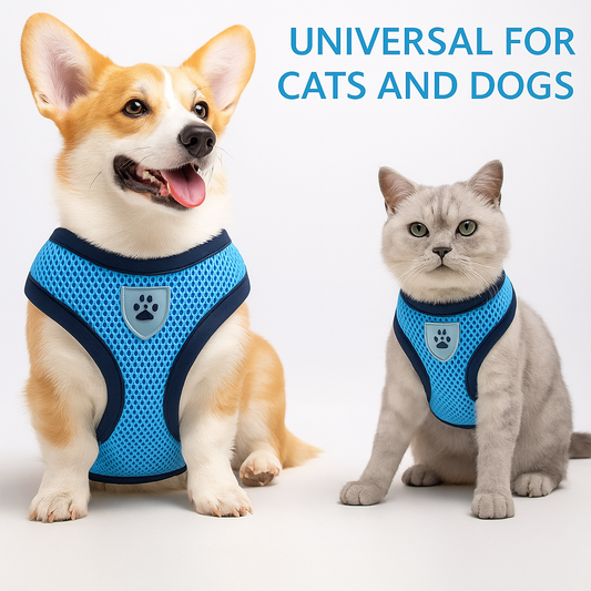 Escape-Proof Pet Harness Set – Reflective Vest with Leash for Cats & Small Dogs