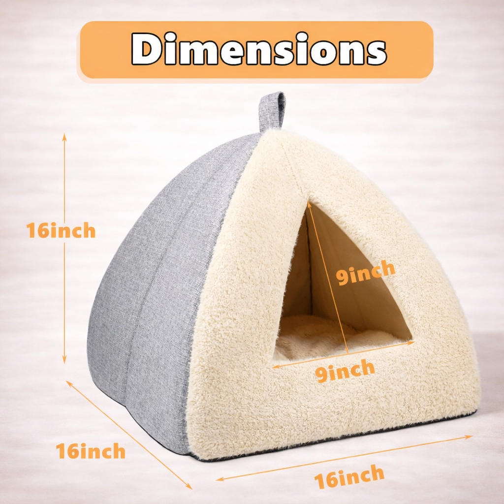 2-in-1 Cozy Pet Bed – Convertible Cat Cave with Removable Cushion