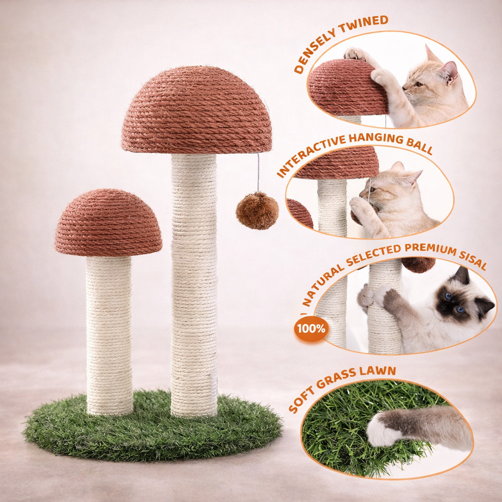 Mushroom Cat Scratching Post – Dual Sisal Design