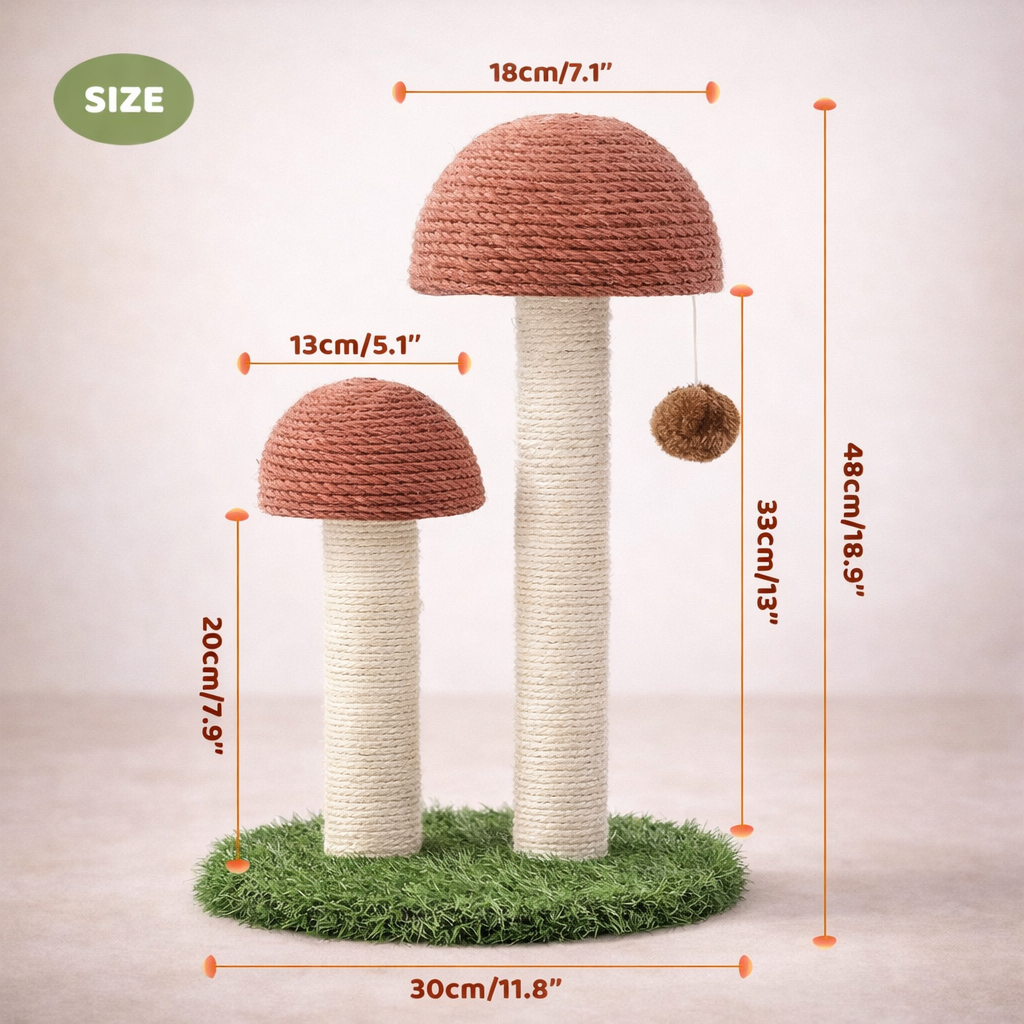Mushroom Cat Scratching Post – Dual Sisal Design