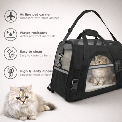 Comfort-Fit Airline Pet Carrier for Cats & Small Dogs
