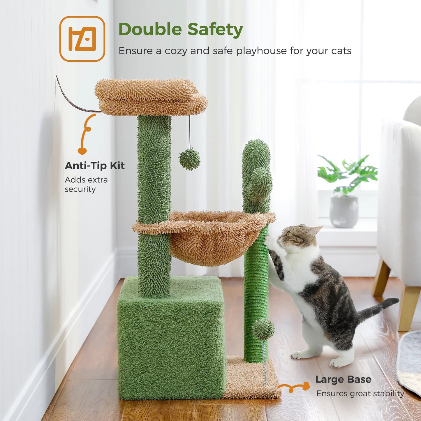 Cactus Cat Tree – Scratching Tower with Hammock