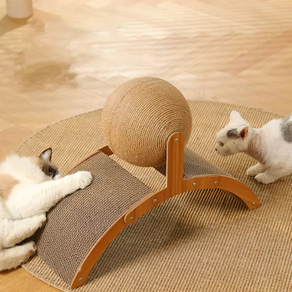 Cat Scratcher Toy – Sisal Ball & Inclined Board