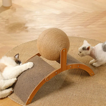 Cat Scratcher Toy – Sisal Ball & Inclined Board