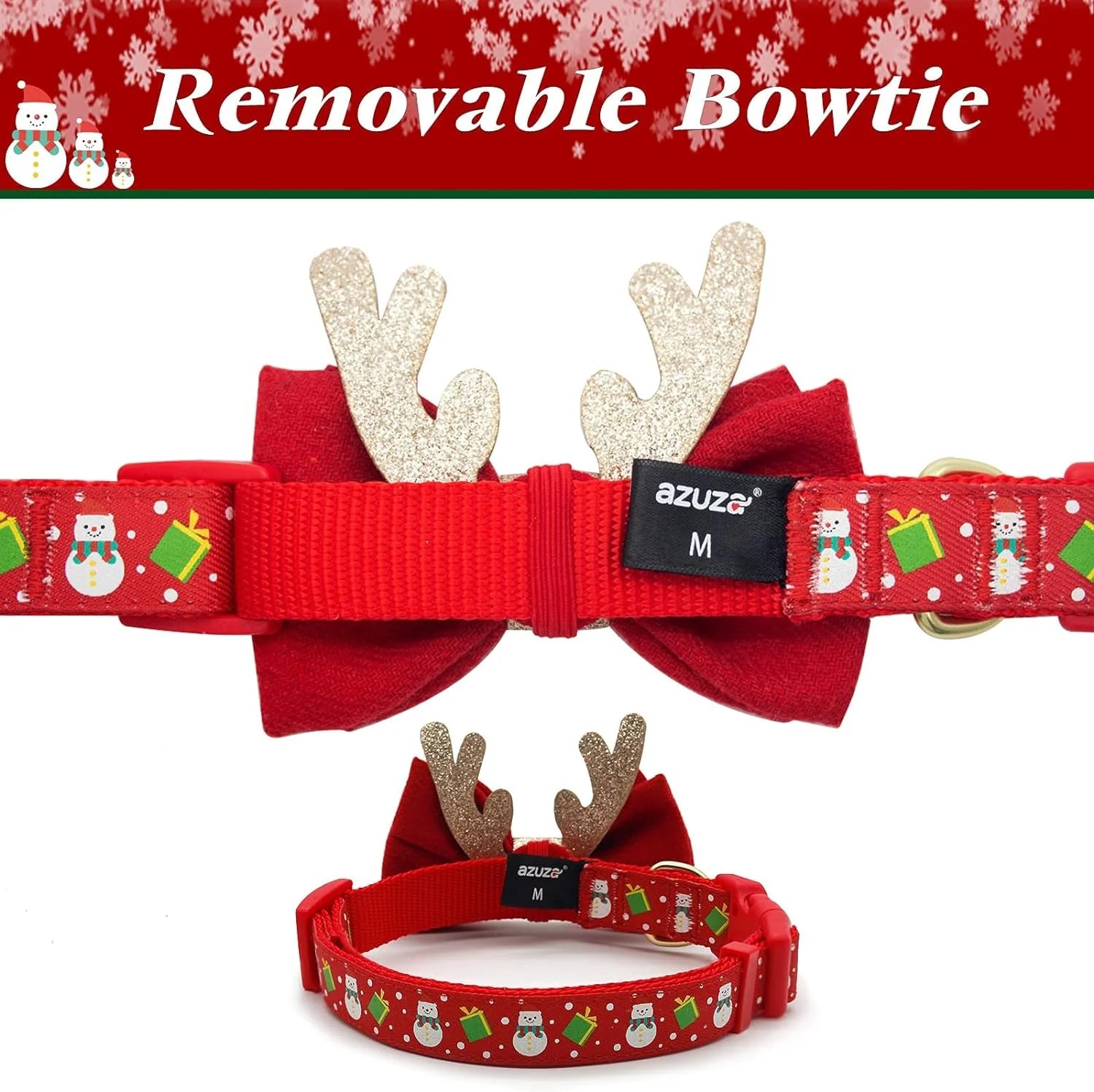Christmas Dog Collar – Adjustable with Bow Tie