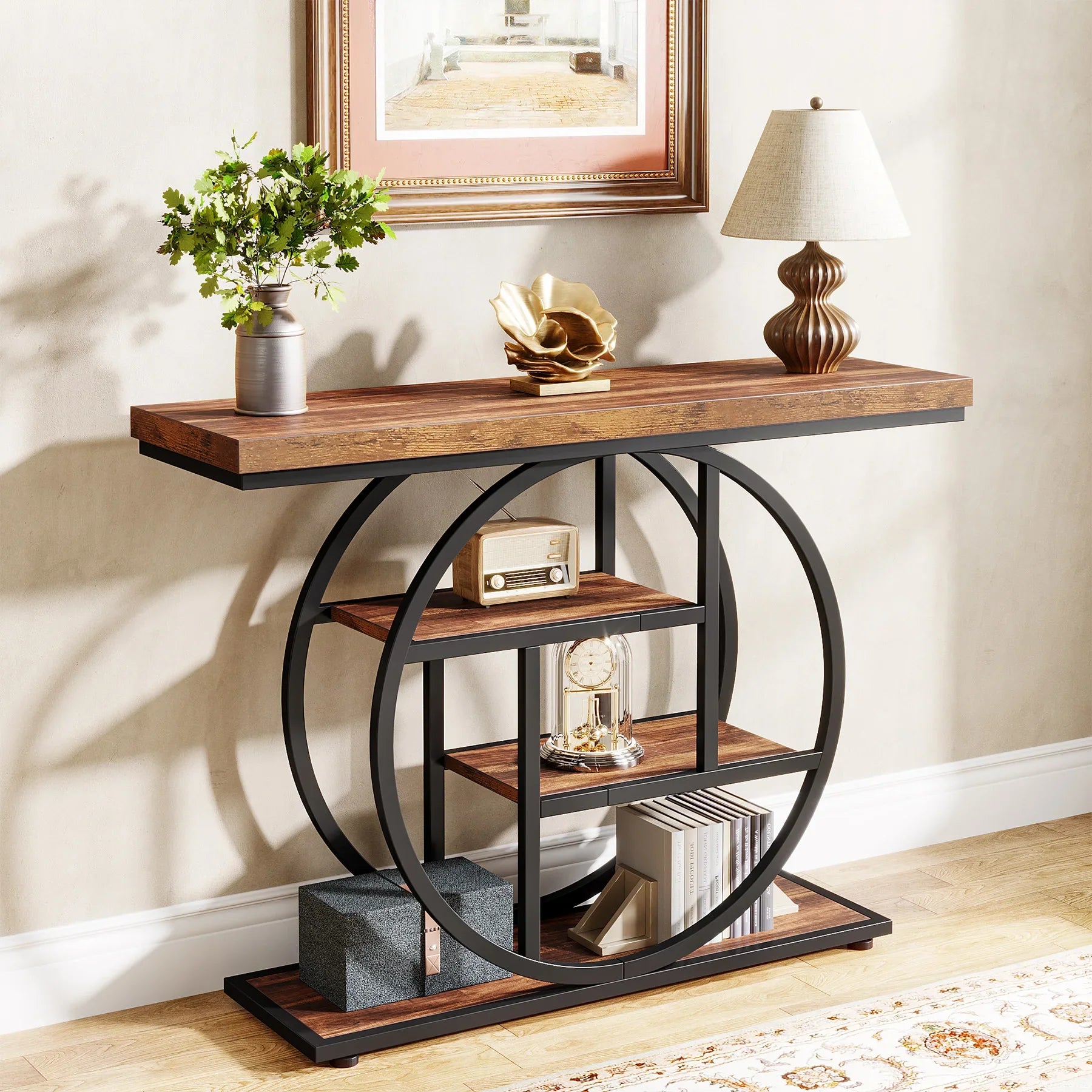 Industrial Console Table – 4-Tier Entryway Design