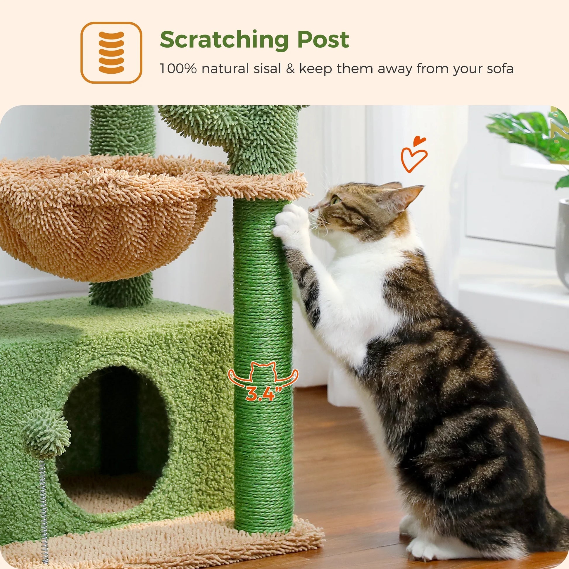 Cactus Cat Tree – Scratching Tower with Hammock