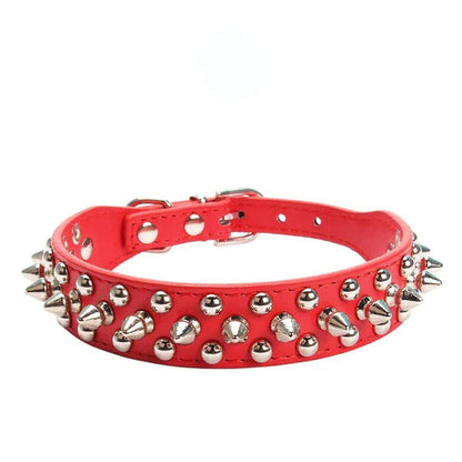 Jack & Susy™ Spiked Studded Leather Dog Collar – Adjustable PU Collar with Rivets for Small to Large Dogs