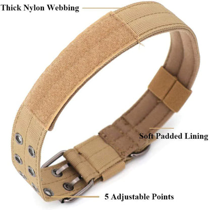 Jack & Susy™ Tactical Heavy-Duty Dog Collar – 2" Wide Military-Grade Nylon with Metal Buckle (K9 Training Collar)