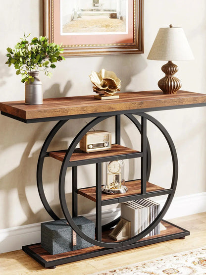 Industrial Console Table – 4-Tier Entryway Design