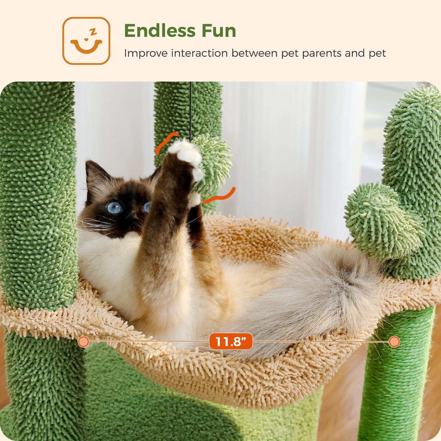 Cactus Cat Tree – Scratching Tower with Hammock
