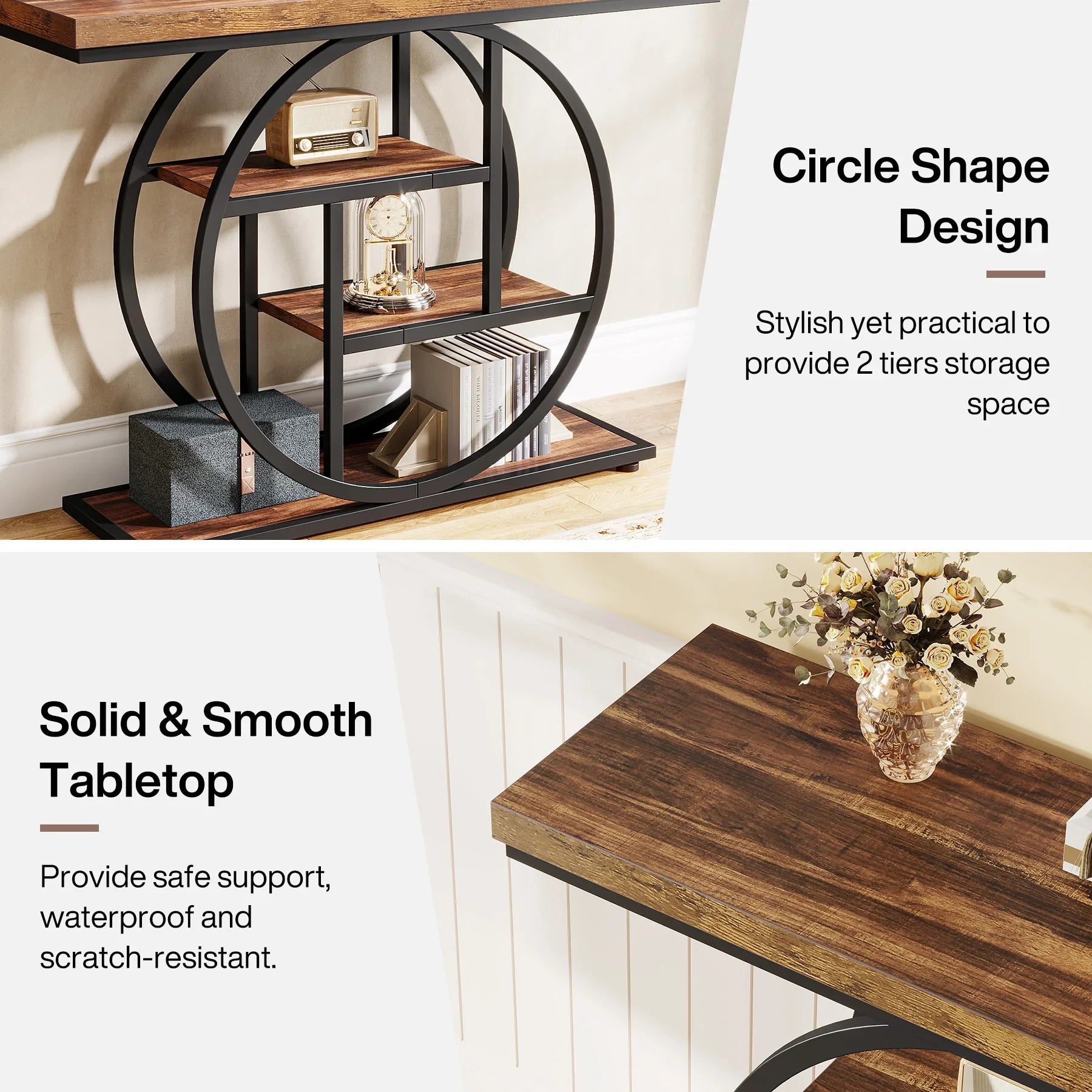 Industrial Console Table – 4-Tier Entryway Design