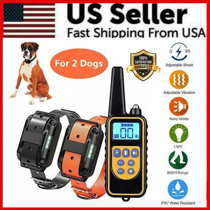 Jack & Susy™ Smart Dog Training Collar Set – 2600 FT Remote Control, Dual Waterproof Collars & Rechargeable LCD System