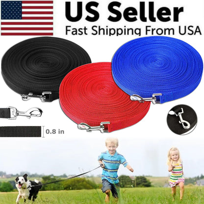 Premium Long Training Dog Leash – Durable Nylon Obedience & Recall Lead (6–100 FT)