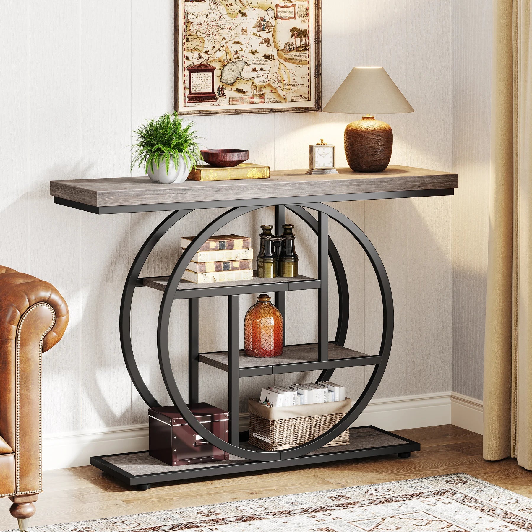 Industrial Console Table – 4-Tier Entryway Design