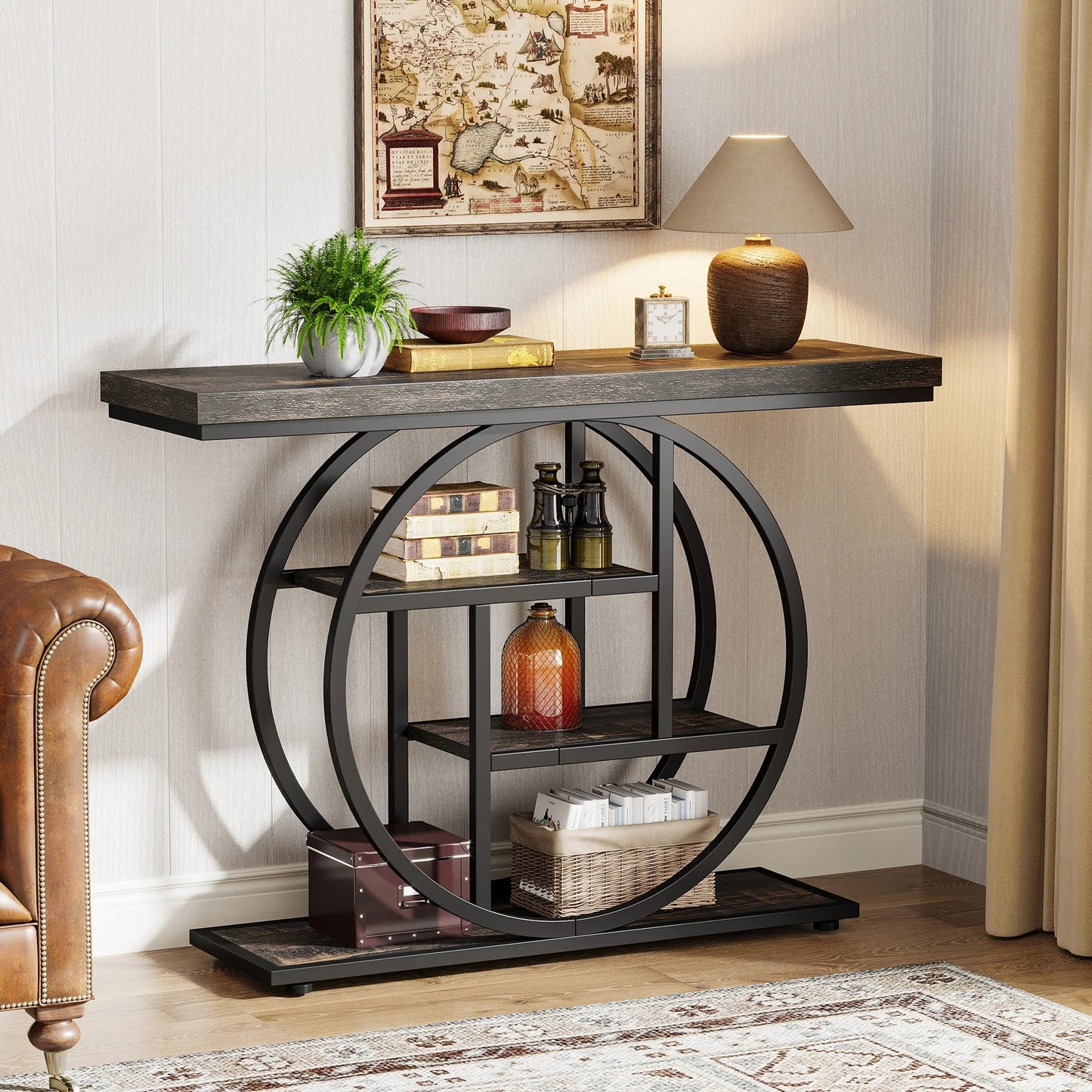 Industrial Console Table – 4-Tier Entryway Design