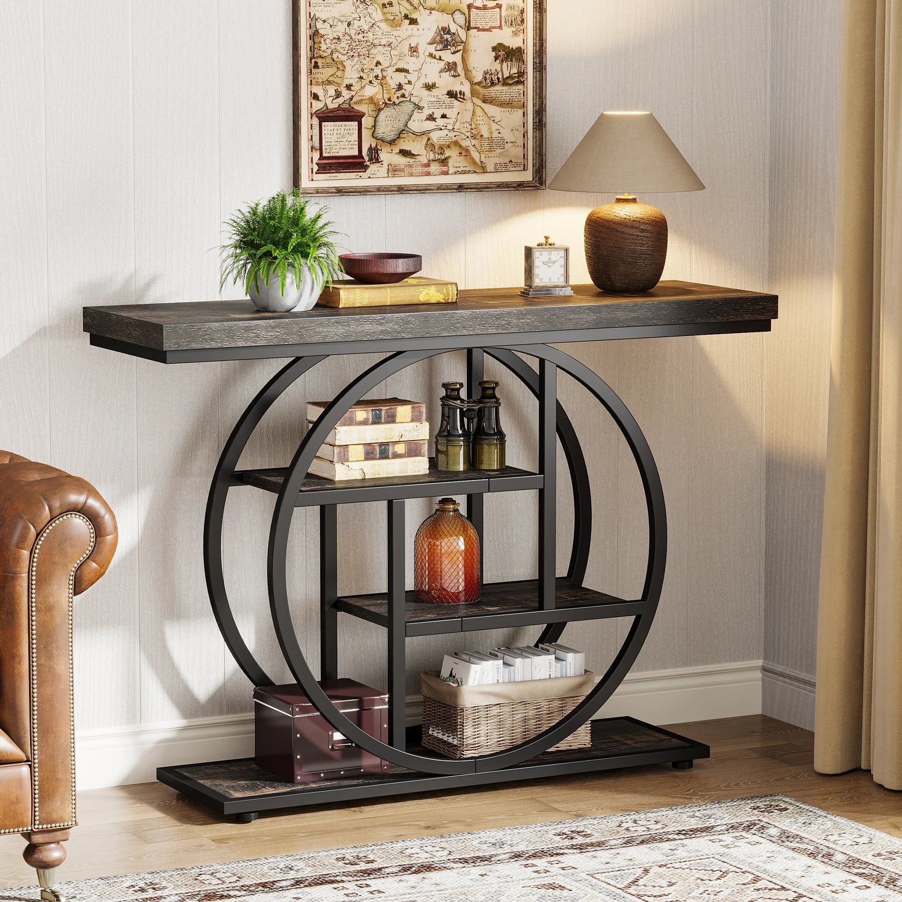 Industrial Console Table – 4-Tier Entryway Design