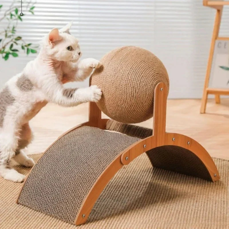 Cat Scratcher Toy – Sisal Ball & Inclined Board