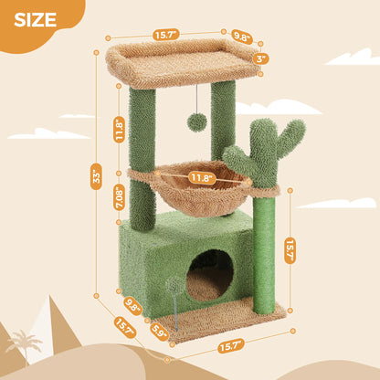 Cactus Cat Tree – Scratching Tower with Hammock