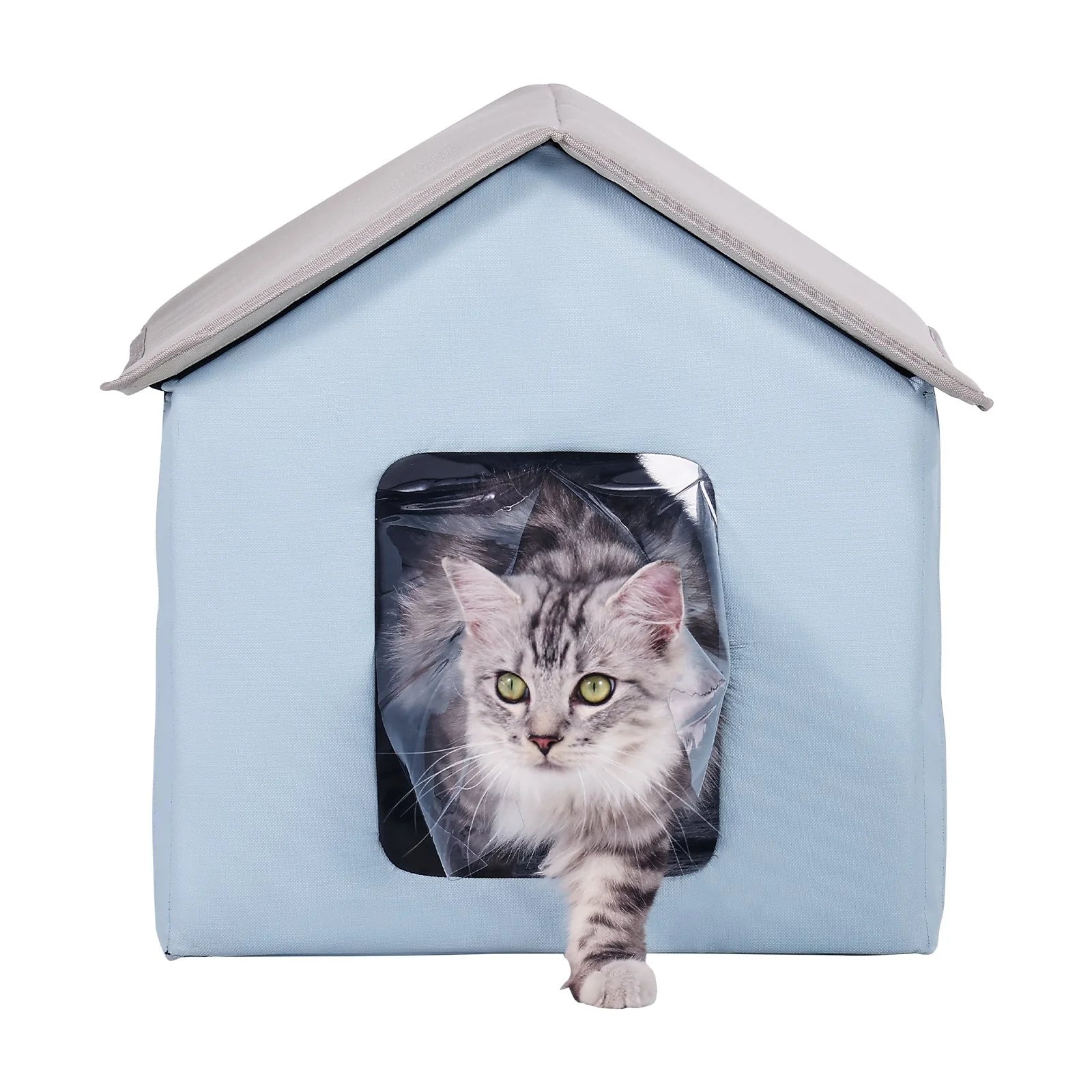 Foldable Heated Cat House – Warm Kitty Shelter with Removable Pad