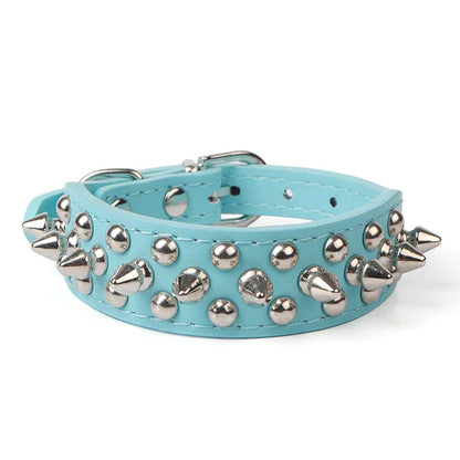 Jack & Susy™ Spiked Studded Leather Dog Collar – Adjustable PU Collar with Rivets for Small to Large Dogs