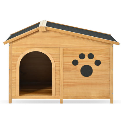 Jack & Susy™ 48" Wooden Dog House with Porch – Weatherproof Pine Kennel with Asphalt Roof for Medium Dogs (Up to 66 lbs)