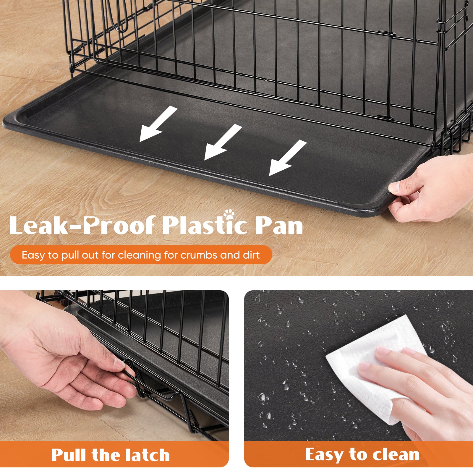 Foldable Double-Door Dog Crate – Heavy-Duty Metal Kennel with Divider & Removable Tray (Multiple Sizes)