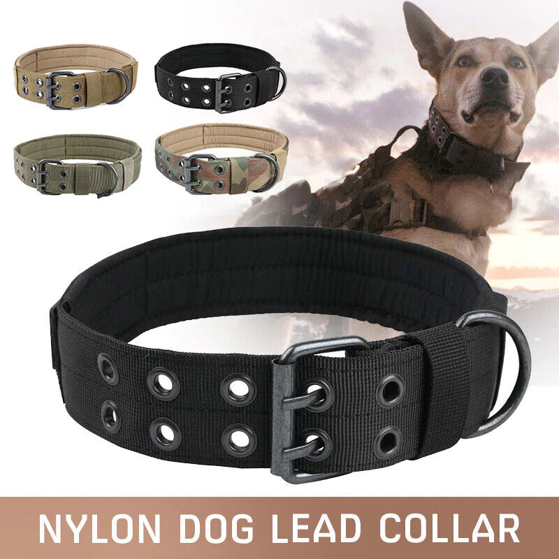 Jack & Susy™ Tactical Heavy-Duty Dog Collar – 2" Wide Military-Grade Nylon with Metal Buckle (K9 Training Collar)